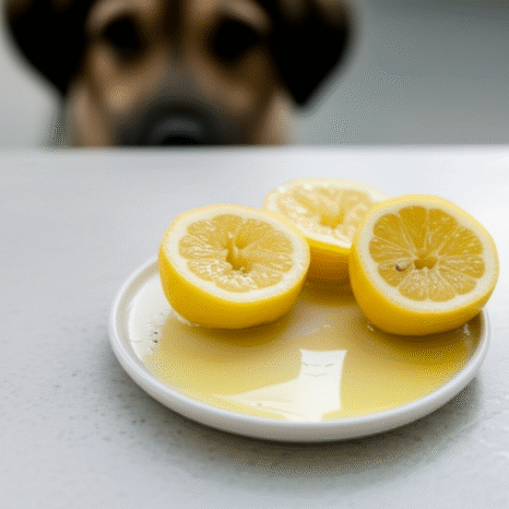 Generate a high-quality, relevant image prompt for an article about: Are Lemon Juice Bad For Dogs? A