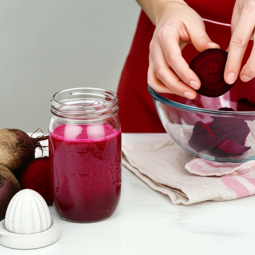 Generate a high-quality, relevant image prompt for an article about: How to Make Beetroot Juice With