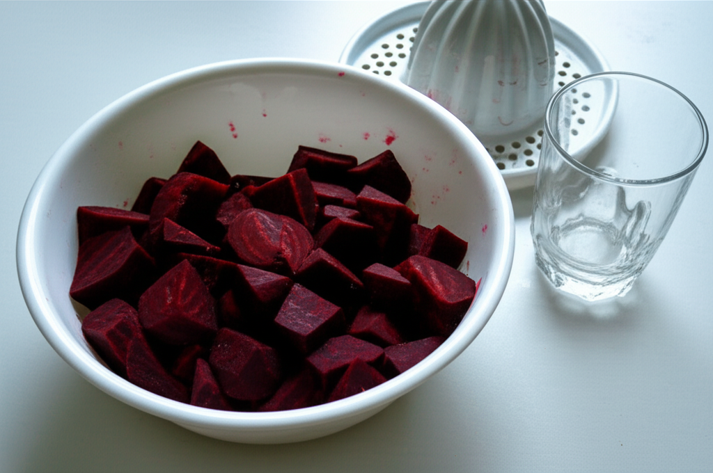 Generate a high-quality, relevant image prompt for an article about: How to Make Beetroot Juice With