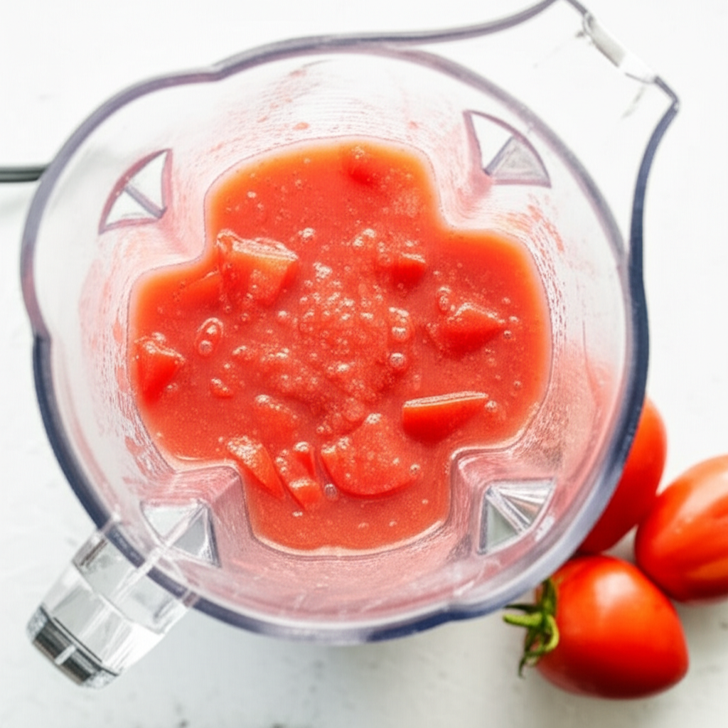 Generate a high-quality, relevant image prompt for an article about: How to Make Tomato Juice in a B