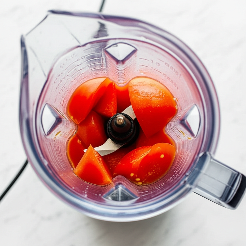 Generate a high-quality, relevant image prompt for an article about: How to Make Tomato Juice in a B