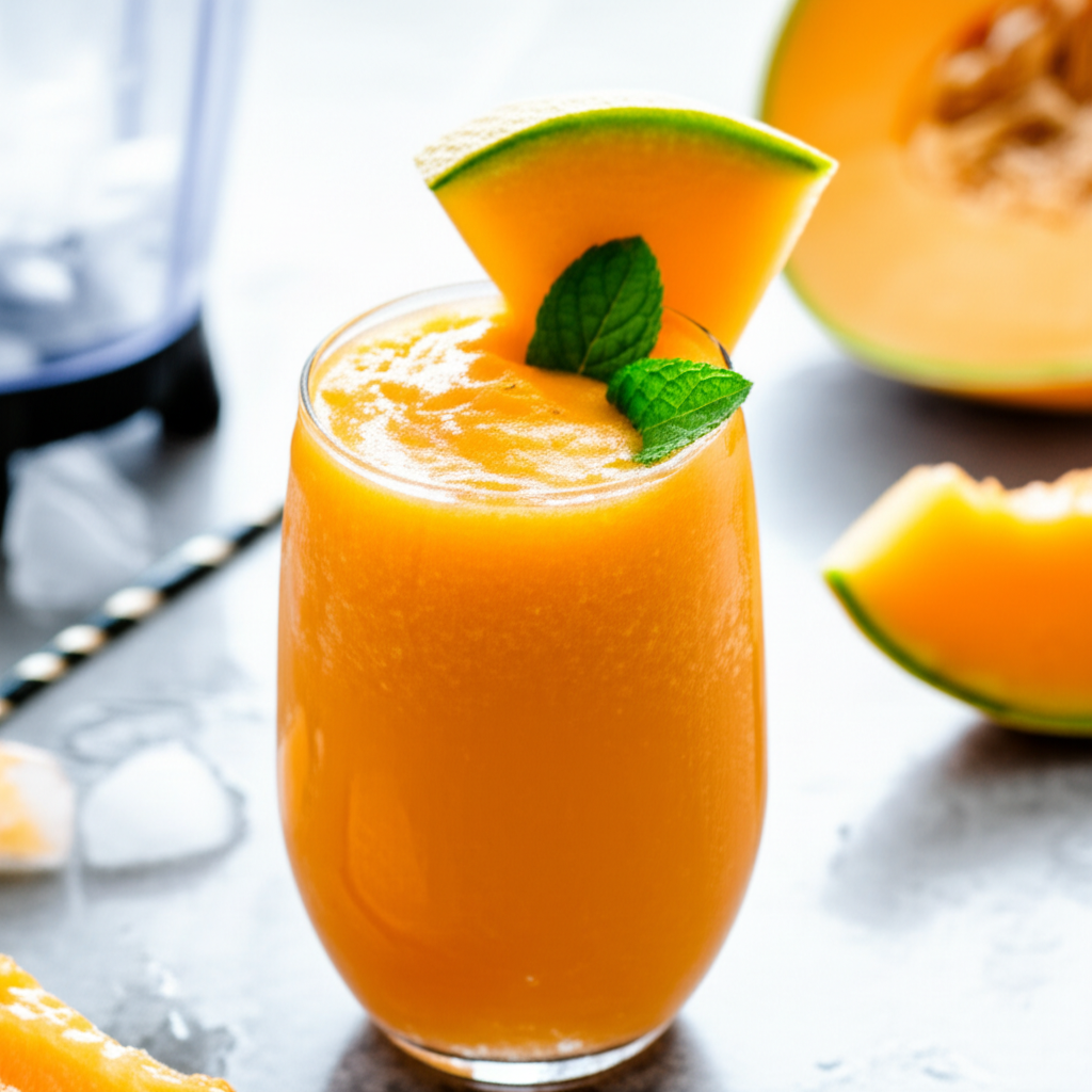 Generate a high-quality, relevant image prompt for an article about: How to Make a Cantaloupe Smooth