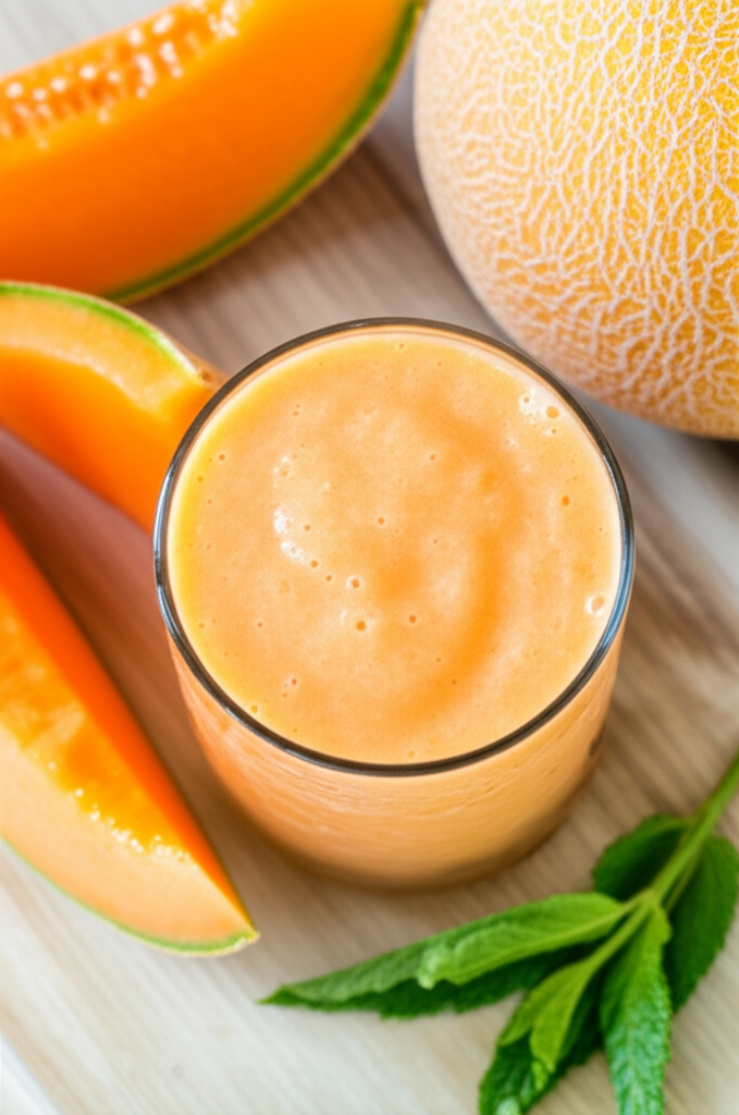 Generate a high-quality, relevant image prompt for an article about: How to Make a Cantaloupe Smooth