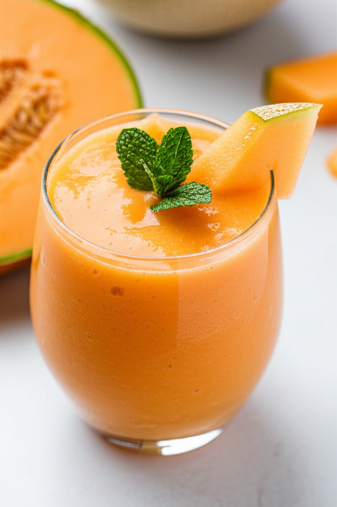 Generate a high-quality, relevant image prompt for an article about: How to Make a Cantaloupe Smooth