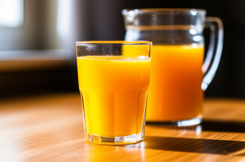 Generate a high-quality, relevant image prompt for an article about: Can Orange Juice Be Left Out? S