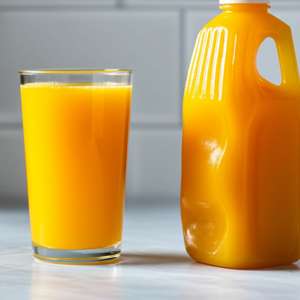 Generate a high-quality, relevant image prompt for an article about: Can Orange Juice Spoil? Shockin