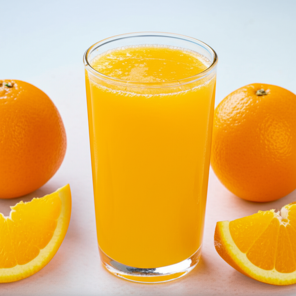 Generate a high-quality, relevant image prompt for an article about: De La Granja Orange Juice: Your