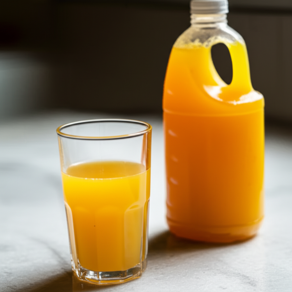 Generate a high-quality, relevant image prompt for an article about: Does Orange Juice Go Bad If Lef