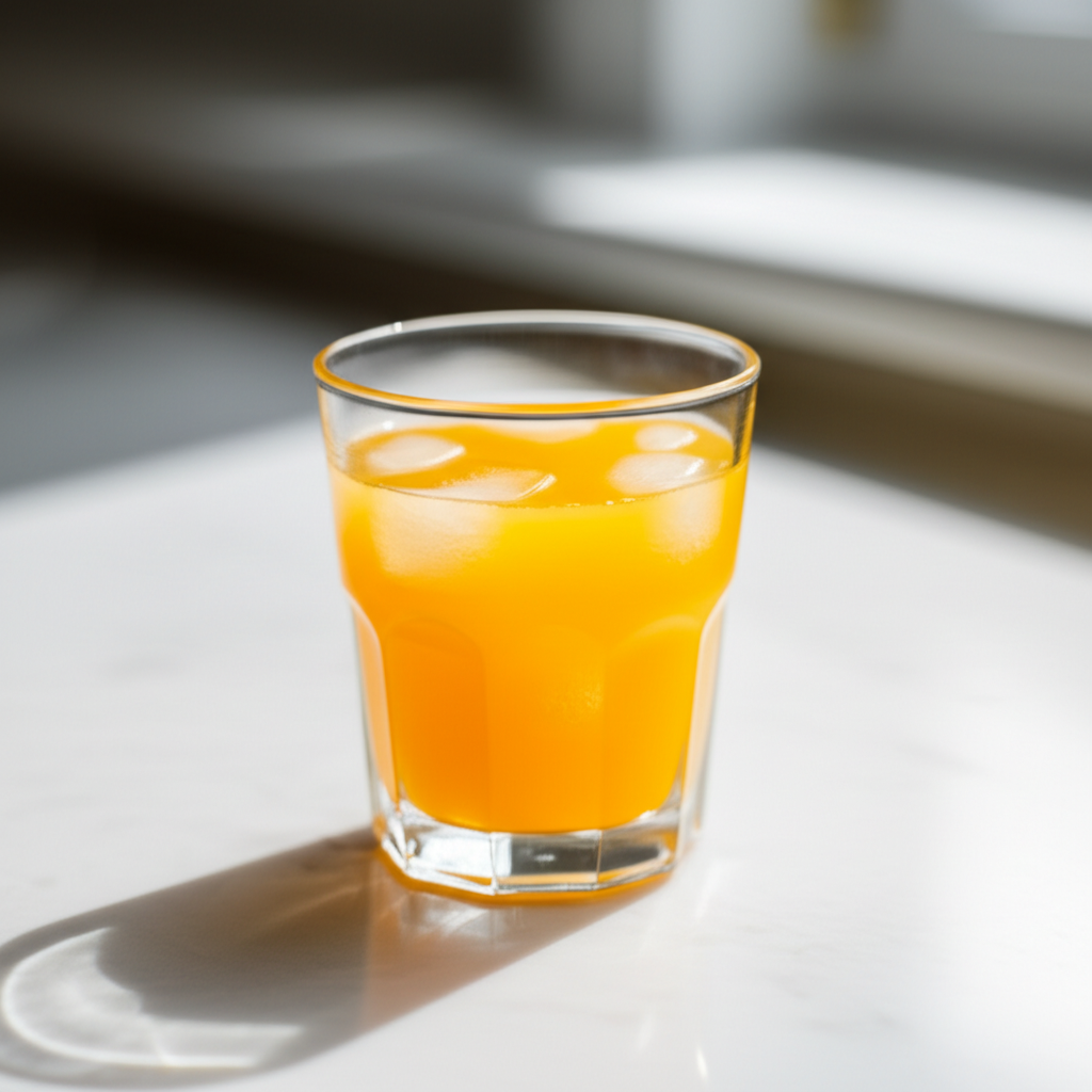 Generate a high-quality, relevant image prompt for an article about: Does Orange Juice Go Bad If Lef