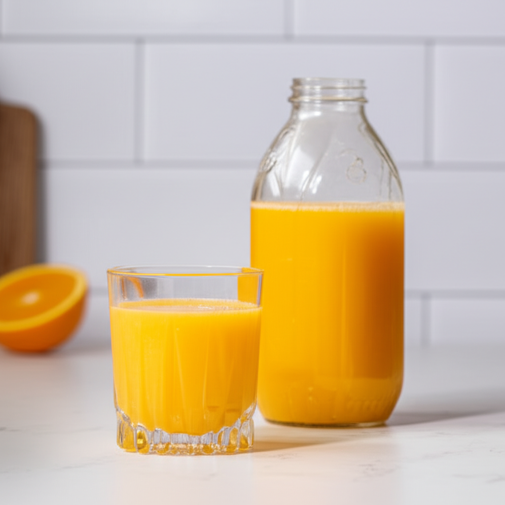 Generate a high-quality, relevant image prompt for an article about: How Long Opened Orange Juice La