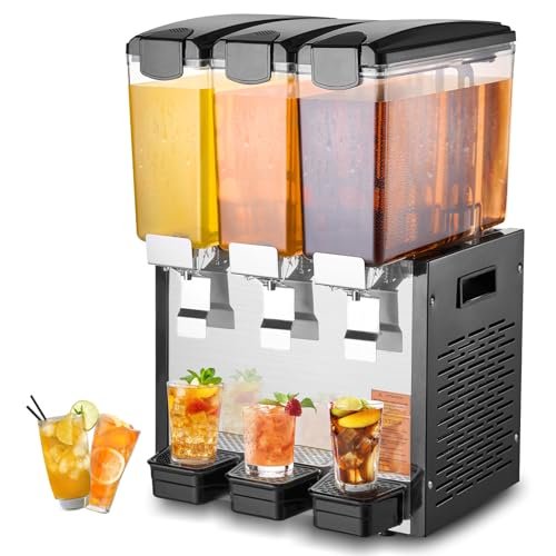 VEVOR Commercial Beverage Dispenser, 3 Tanks 10 L Juice...