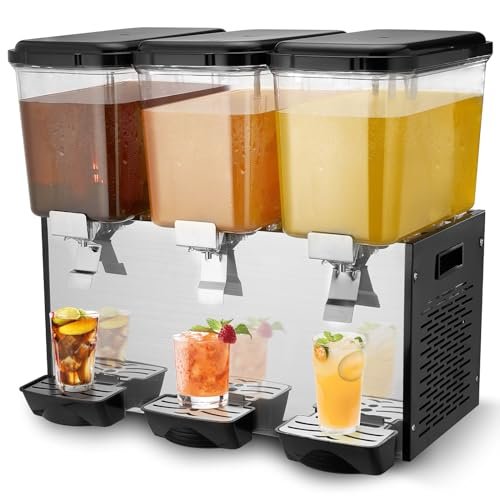 VEVOR Commercial Beverage Dispenser, 3 Tanks 18 L Juice...