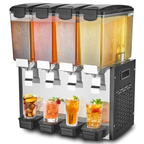 VEVOR Commercial Beverage Dispenser, 4 Tanks 10 Liter Cold...