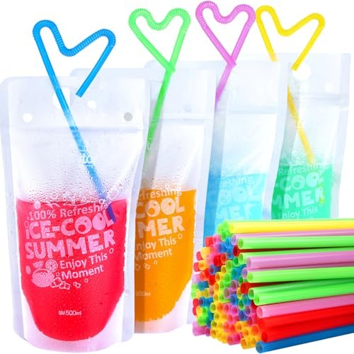 Teenitor 100Pcs Drink Pouches, Drink Pouches for Adults...