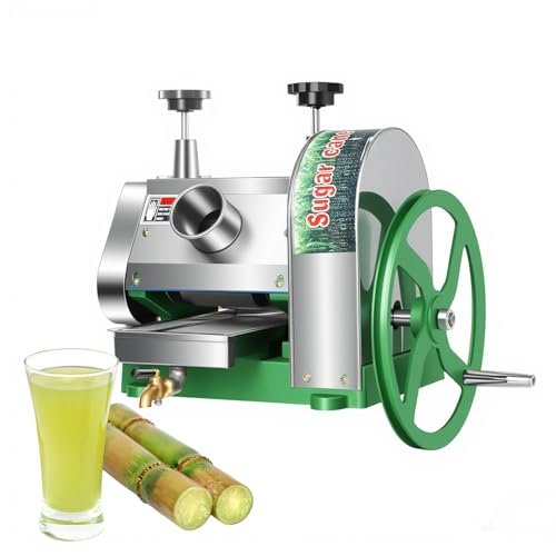 Manual Sugar Cane Press Juicer, Heavy-Duty Triple Stainless...